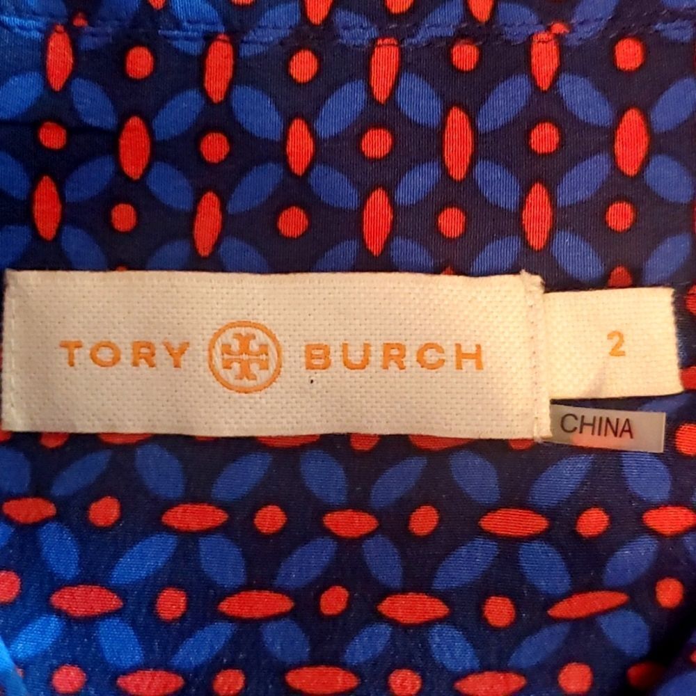 TORY BURCH Silk Rylie Navy Sea Ocho Rios‎ Shirt Dress Size 2 - Picture 6 of 7